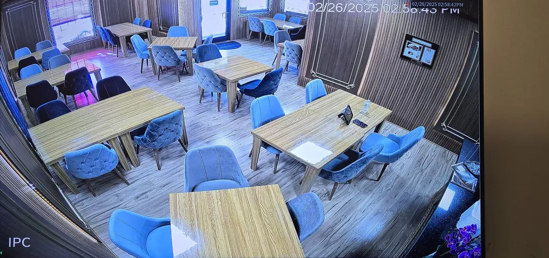 Live camera view of a dining room