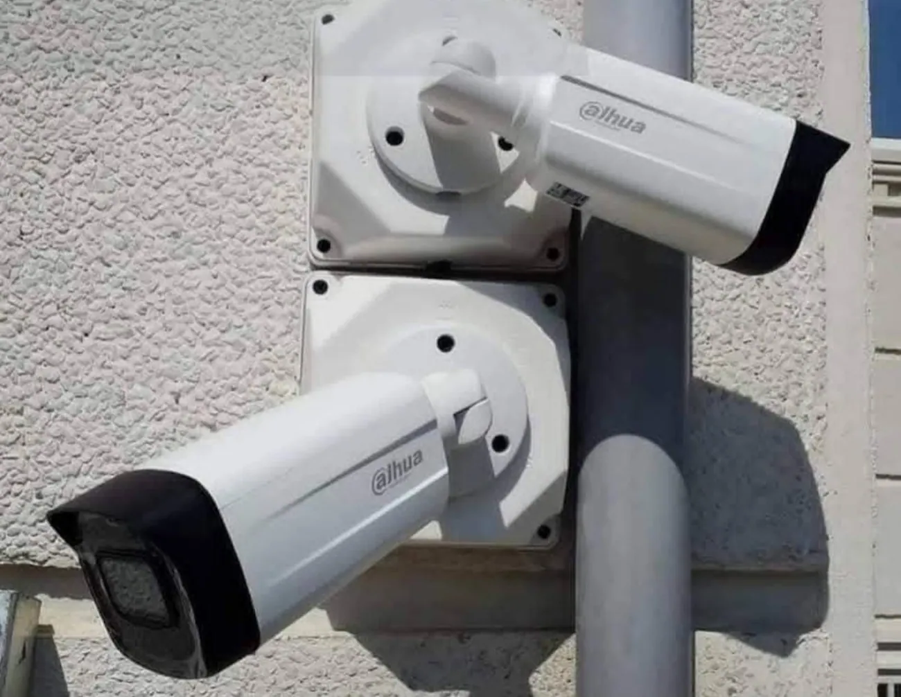 4K bullet cameras mounted on a pole
